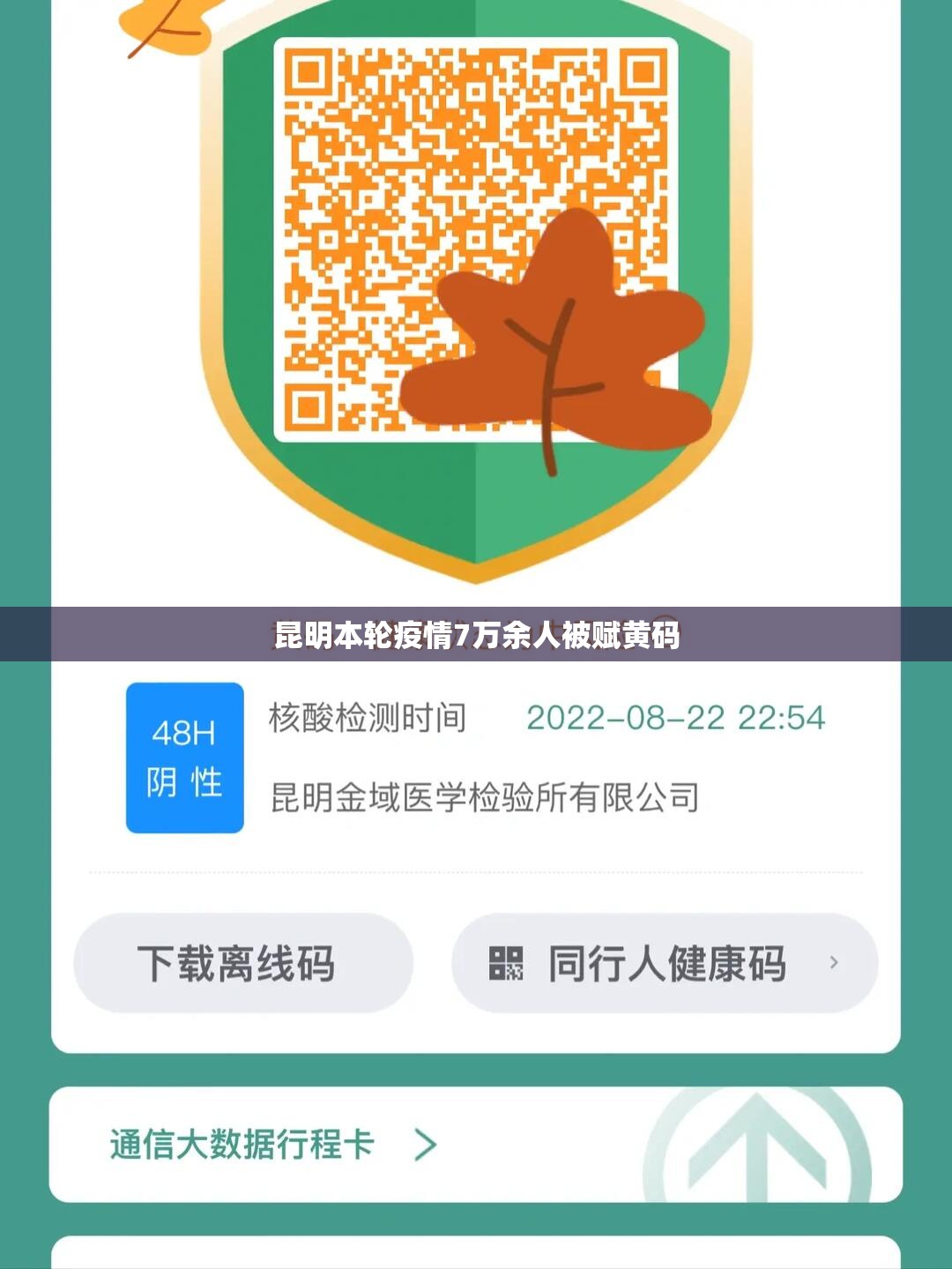 昆明本轮疫情7万余人被赋黄码/昆明疑似