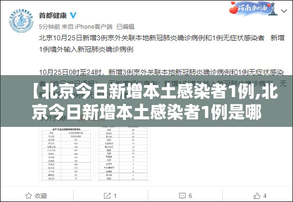 【北京今日新增本土感染者1例,北京今日新增本土感染者1例是哪里的】 【北京今日新增本土感染者1例,北京今日新增本土感染者1例是哪里的】