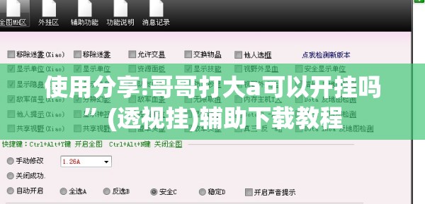 使用分享!哥哥打大a可以开挂吗”(透视挂)辅助下载教程