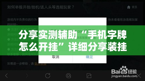 分享实测辅助“手机字牌怎么开挂”详细分享装挂步骤