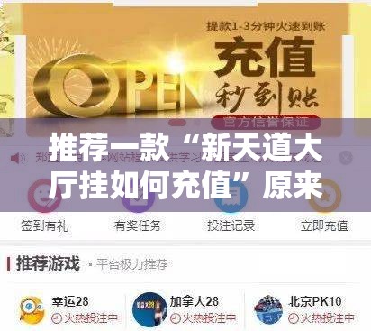 推荐一款“新天道大厅挂如何充值”原来可以开挂