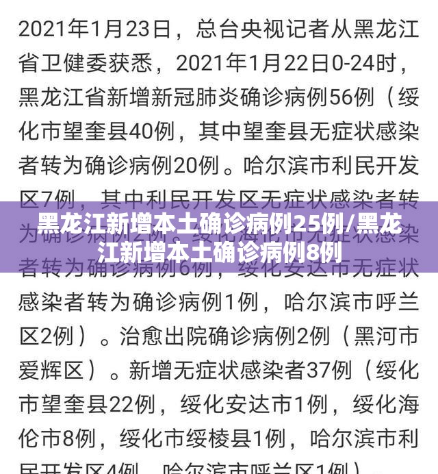 黑龙江新增本土确诊病例25例/黑龙江新增本土确诊病例8例 黑龙江新增本土确诊病例25例/黑龙江新增本土确诊病例8例