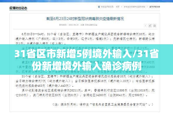 31省区市新增5例境外输入/31省份新增境外输入确诊病例 31省区市新增5例境外输入/31省份新增境外输入确诊病例