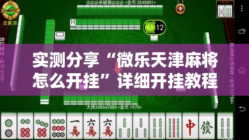 实测分享“微乐天津麻将怎么开挂”详细开挂教程