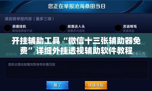 开挂辅助工具“微信十三张辅助器免费	”详细外挂透视辅助软件教程