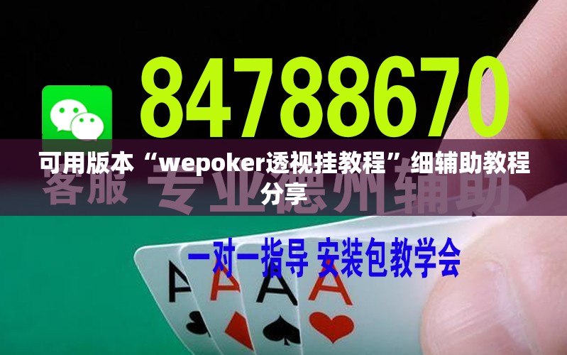 可用版本“wepoker透视挂教程”细辅助教程分享