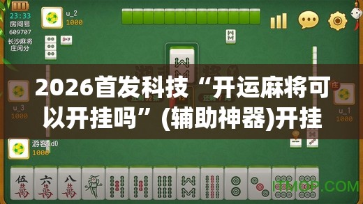 2026首发科技“开运麻将可以开挂吗”(辅助神器)开挂详细教程