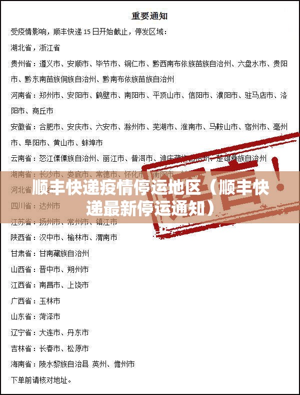 顺丰快递疫情停运地区(顺丰快递最新停运通知) 顺丰快递疫情停运地区(顺丰快递最新停运通知)