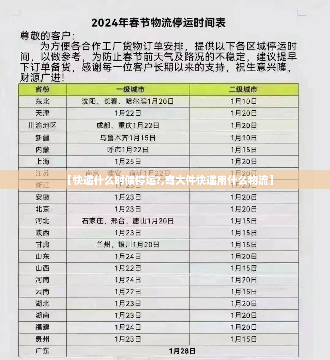 【快递什么时候停运?,寄大件快递用什么物流】