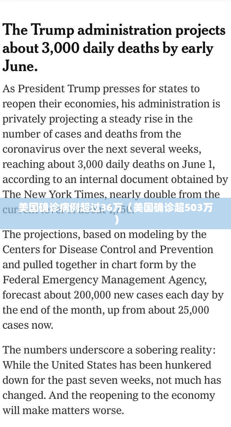 美国确诊病例超过36万（美国确诊超503万）